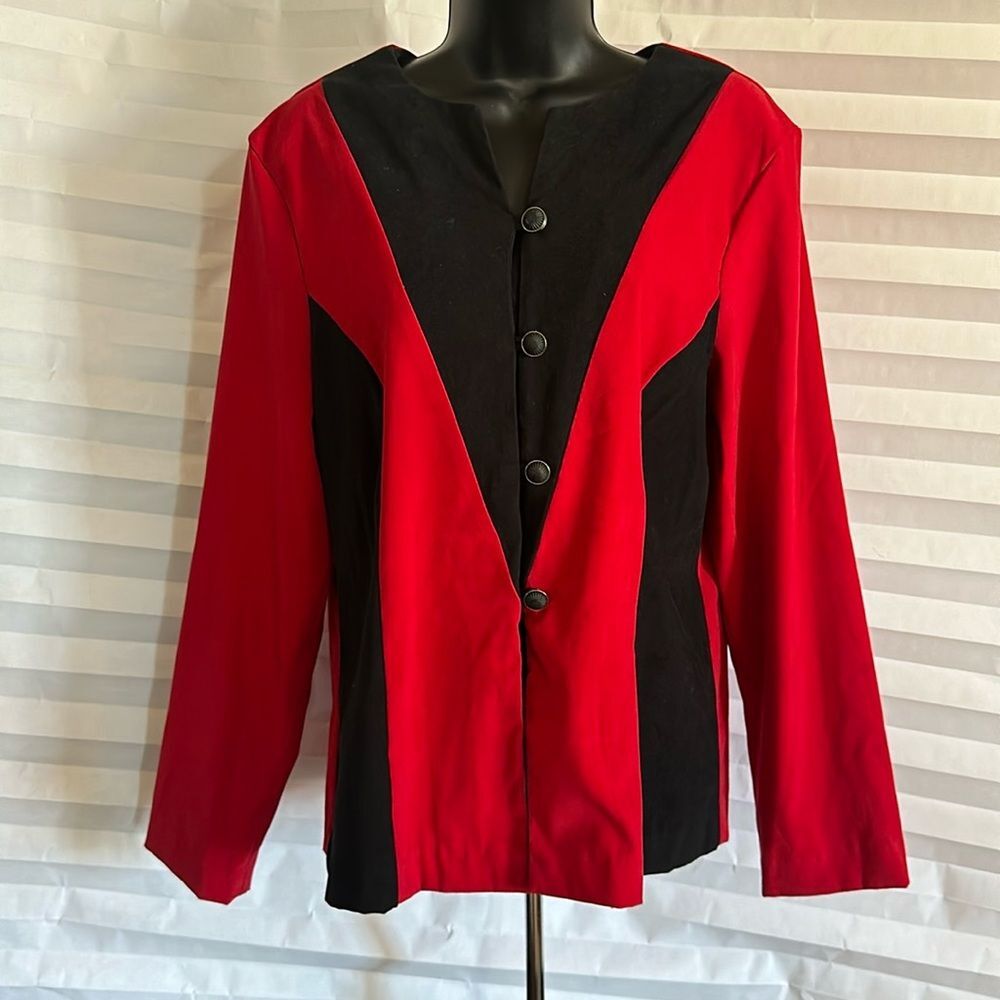 Kathie Lee Collection Vintage Women's Long Sleeve Red/Black Blouse Size 12